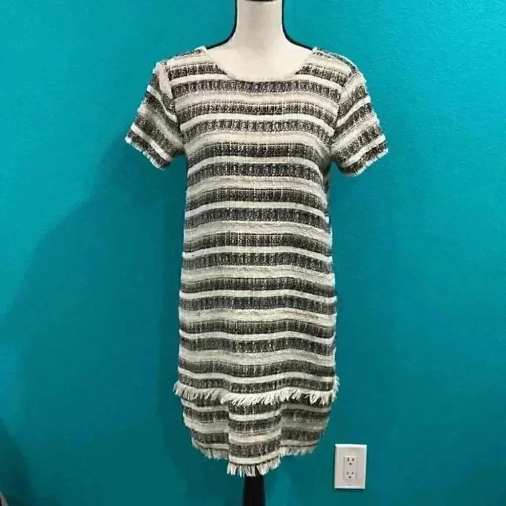 Zara basics rug dress black and beige striped dress in size medium